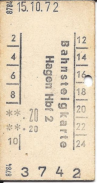 Foto:: Bahnsteigkarte / Hagen Hbf / 15.10.1972 (Foto,Fotos,Bilder,Bild,)