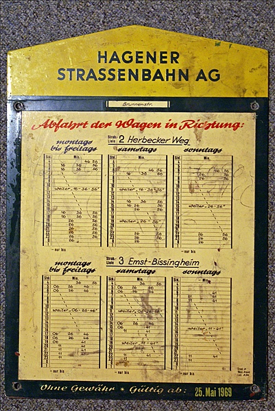 Foto:: Haltestellenschild Linie 2 und 3 / Hagen / 25.05.1969 (Foto,Fotos,Bilder,Bild,)