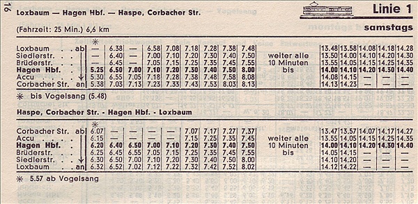 Foto:: Fahrplan Hagener Strassenbahn 1966 / Hagen / 06.11.1966 (Foto,Fotos,Bilder,Bild,)