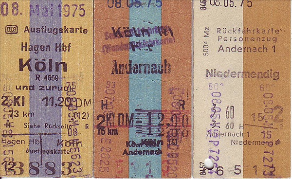 Foto:: Fahrkarten ab Hagen Hbf zum Bahnhofsfest in Mendig / 08.05.1975 (Foto,Fotos,Bilder,Bild,)