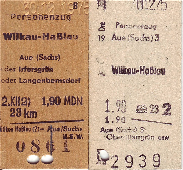 Foto:: Fahrkarten Wilkau-Hasslau - Aue - Wilkau-Hasslau / 30.12.1975 (Foto,Fotos,Bilder,Bild,)