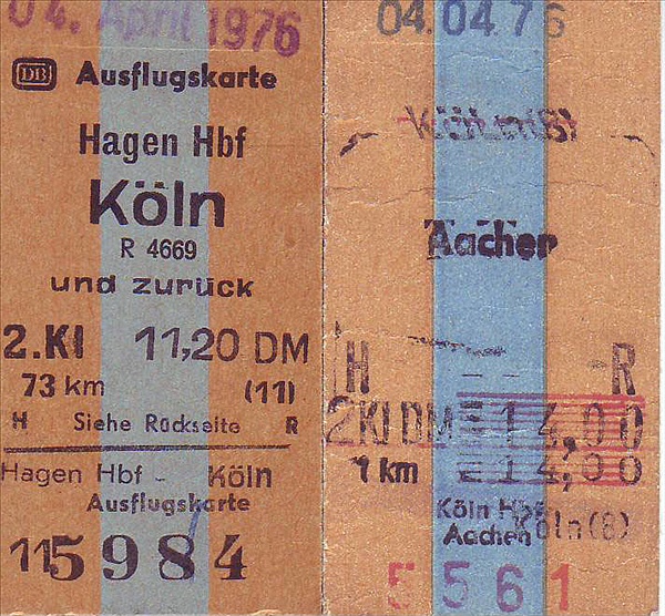 Foto:: Fahrkarten zum Dampfabschied in Stolberg / 04.04.1976 (Foto,Fotos,Bilder,Bild,)