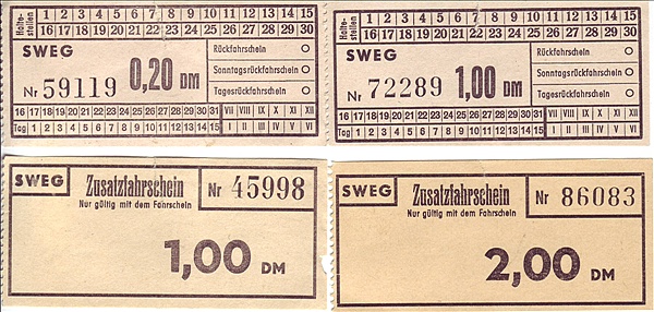 Foto:: SWEG Fahrkarten 09.08.1976 (Foto,Fotos,Bilder,Bild,)