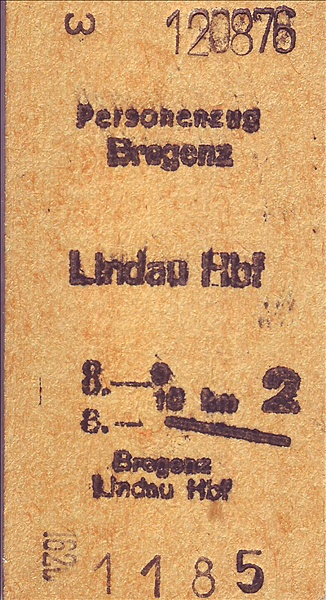 Foto:: Fahrkarte Bregenz - Lindau / 12.08.1976 (Foto,Fotos,Bilder,Bild,)