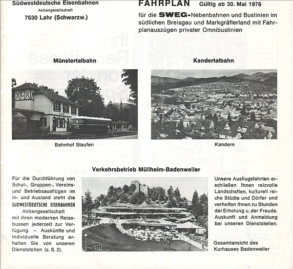 Foto:: SWEG Fahrplan 1976 (Foto,Fotos,Bilder,Bild,)