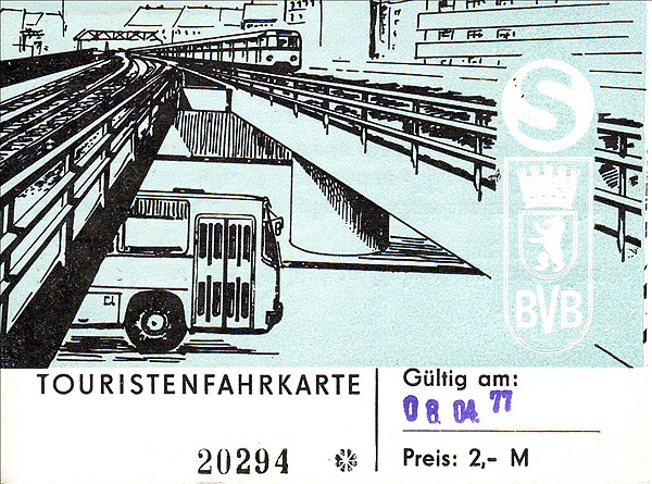 Foto:: Touristenfahrkarte BVB / Berlin / 08.04.1977 (Foto,Fotos,Bilder,Bild,)