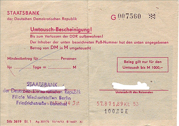 Foto:: Umtauschquittung / Berlin / 08.04.1977 (Foto,Fotos,Bilder,Bild,)