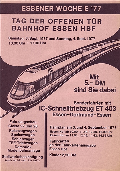 Foto:: Sonderfahrt Plakat / Essen / 03.09.1977 (Foto,Fotos,Bilder,Bild,)