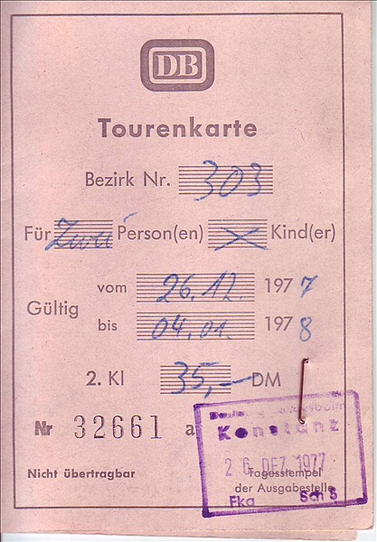Foto:: Tourenkarte 303 / Konstanz / 26.12.1977 (Foto,Fotos,Bilder,Bild,)