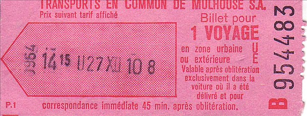 Foto:: Busfahrkarte / Mulhouse / 27.12.1977 (Foto,Fotos,Bilder,Bild,)