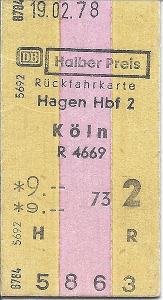 Foto:: Rueckfahrte / Hagen - Koeln / 19.02.1978 (Foto,Fotos,Bilder,Bild,)