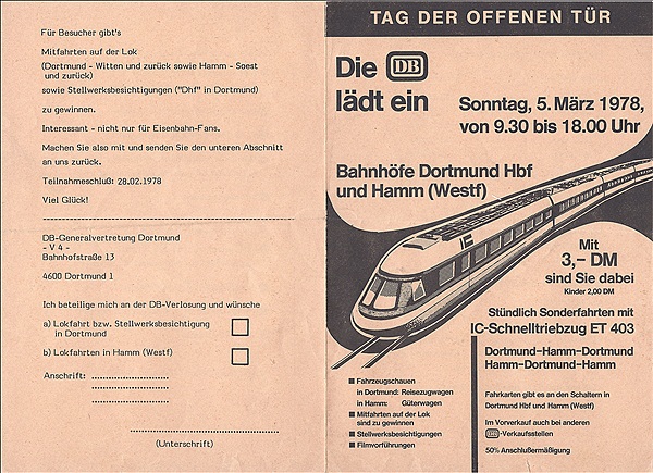 Foto:: Tag der Offenen Tuer Handzettel / Dortmund + Hamm / 05.03.1978 (Foto,Fotos,Bilder,Bild,)