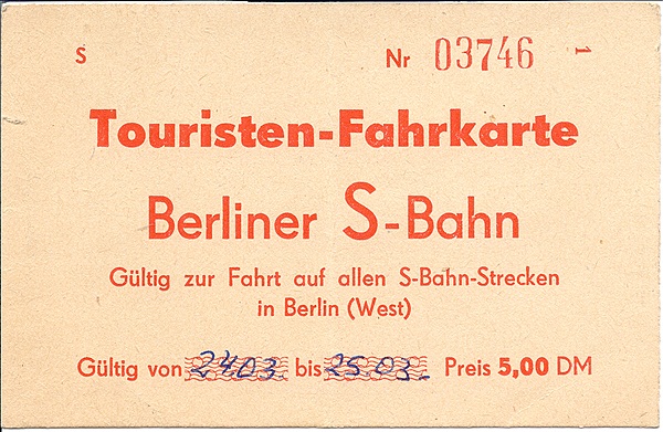 Foto:: Toureisten Karte S-Bahn Berlin (West) / Berlin 24.+ 25.03.1978 (Foto,Fotos,Bilder,Bild,)