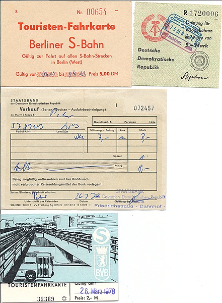 Foto:: Fahrkarten + Visaquittung / Berlin / 26.03.1978 (Foto,Fotos,Bilder,Bild,)