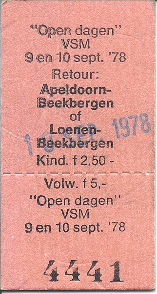Foto:: Fahrkarte Apeldoorn - Beekbergen / Apeldoorn / 10.09.1978 (Foto,Fotos,Bilder,Bild,)