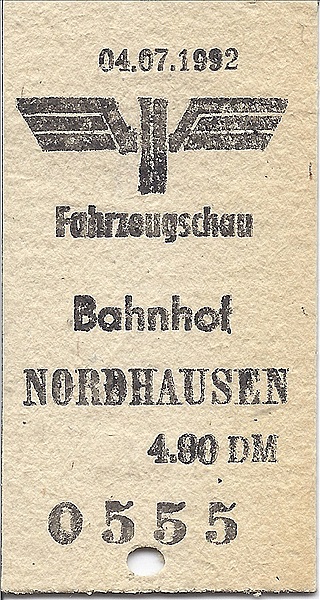 Foto:: Eintrittskarte Fahrzeugschau / Nordhausen / 04.07.1992 (Foto,Fotos,Bilder,Bild,)