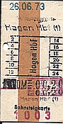 ID: 209: Bahnsteigkarte / Hagen Hbf / 26.06.1973