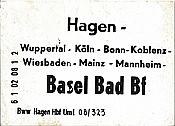 ID: 209: Zuglaufschild / Hagen - Basel / 1974