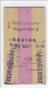 ID: 209: Rueckfahrkarte / Hagen Hbf nach Rheine / 13.01.1975