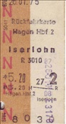 ID: 209: Rueckfahrkarte Hagen - Iserlohn / 26.01.1975