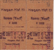 ID: 209: Rueckfahrkarte Hagen - Hamm / 03.02.1975