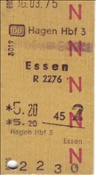 Foto SP_0915_00001_02: Fahrkarte Hagen hbf - Essen / 16.03.1975