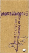 ID: 209: Rueckseite der Fahrkarte Hagen Hbf - Essen gueltig als Rf-karte / 16.03.1975