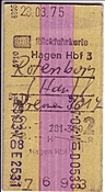 ID: 209: Rueckfahrkarte / Hagen - Rotenburg (Han) / 23.03.1975