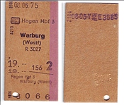 ID: 209: Fahrkarte / Hagen Hbf - Warburg / 08.06.1975