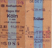 ID: 209: Fahrkarten zum Dampfabschied in Stolberg / 04.04.1976