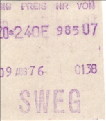 ID: 209: SWEG Fahrkarten 09.08.1976