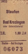 ID: 209: SWEG Fahrkarte Staufen - Bad Krozingen