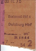 ID: 209: Fahrkarte Dortmund Hbf - Duisburg Hbf 09.10.1976