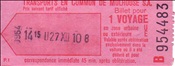 ID: 209: Busfahrkarte / Mulhouse / 27.12.1977
