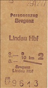 ID: 209: Fahrkarte Bregenz - Lindau Hbf / 29.12.1977