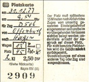 ID: 209: Platzkarte Offenburg - Hagen / 31.12.1977