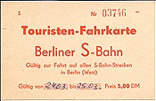 ID: 209: Toureisten Karte S-Bahn Berlin (West) / Berlin 24.+ 25.03.1978