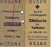 ID: 209: Fahrkarte + Zaehlkarte / St. Wolfgang / 26.07.1978