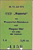 Foto SP_1122_00017_fk: Fahrkarte TEE Wuppertal / Hagen / 09.06.1979