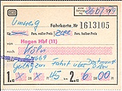 ID: 209: Umwegfahrkarte / Hagen / 26.07.1979