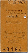 ID: 209: Fahrkarte / Jenbach / 28.07.1979