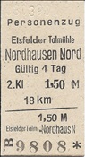 ID: 209: Fahrkarte Eisfelder Talmuehle - Nordhausen / 03.03.1990