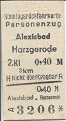 ID: 209: Fahrkarte Alexisbad nach Harzgerode / 03.03.1990